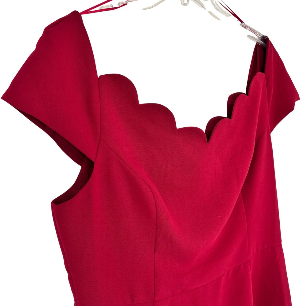 Harlyn Cranberry Red Scalloped Neckline Sheath Dress Cap Sleeve XXL NWT